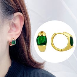 Boucles d'oreilles Huggie Hoop articulées en or jaune pour femmes, boucles d'oreilles rondes en zircone cubique, géométrie de luxe française, boucles d'oreilles pendantes, bijoux