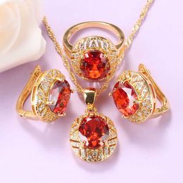 Geel goud kleur Nigeriaanse sieraden set voor vrouwen mode-accessoires clip oorbellen en ketting bruiloft sieraden 7-kleuren geschenk H1022