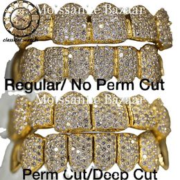 Or jaune personnalisé permanent Vvs Moissanite diamant Grillz glacé bijoux hip hop pour rappeurs de luxe personnalisé