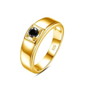 Geelgouden heren 03ct 4 mm natuurlijke zwarte ring met certificaat Trend broederschap Zegelringen cadeau hypoallergeen 240112