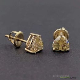 Oro amarillo Moissanite Cortero Solitaire 14k Pendientes de diamantes de pernos Tornillo de pendientes nupciales Joyas Mujeres