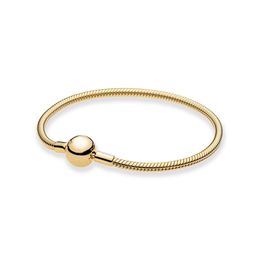 Pulsera de la cadena de serpiente de la pelota de oro amarillo Joya de diseño para hombres Caja original para Pandora Real Sterling Silver Girlfriend Gift Fortmets Bracelets