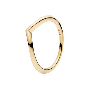 Geel goud vergulde gepolijste wishbone ring dames heren bruiloft sieraden voor pandora 925 zilveren vriendin geschenkringen ingesteld met originele doos