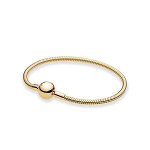 Geel goud vergulde ronde gesparmband met een originele doos voor Pandora Real Sterling Silver Party Sieraden voor vrouwen Girls Snake Chain Charms armbanden