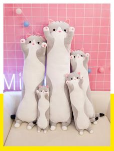 Jaune gris 50/70/90 cm dessin animé longs animaux en peluche jouet Squishy dormir ami trucs chat poupée cadeau d'anniversaire