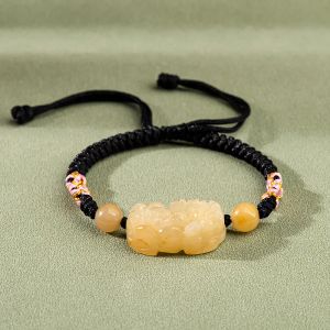 Pulseras de Jade amarillo Pixiu, joyería, brazalete Natural, amuletos tallados de lujo, regalos