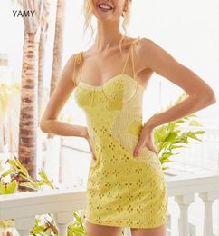 Vestido de limones amarillos para mujeres vestidos de encaje sexy de cintura alta bohemian playa streetwear mini una línea para love9168778