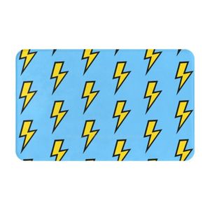 Éclairs jaunes avec fond bleu vif articles ménagers 3D tapis tapis tapis coussinet de pied éclair coup de foudre 240111