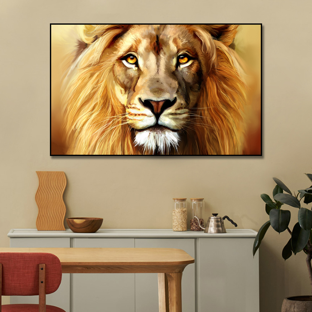 Yellow Lion Animal Canvas Painting Poster Print Wall Art Picture For Living Room Nordic Style Home Decor Decoration Frameless