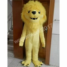 Costume da mascotte di persone di leone giallo, abiti da personaggio dei cartoni animati di alta qualità, abito unisex per adulti, compleanno, Natale, carnevale