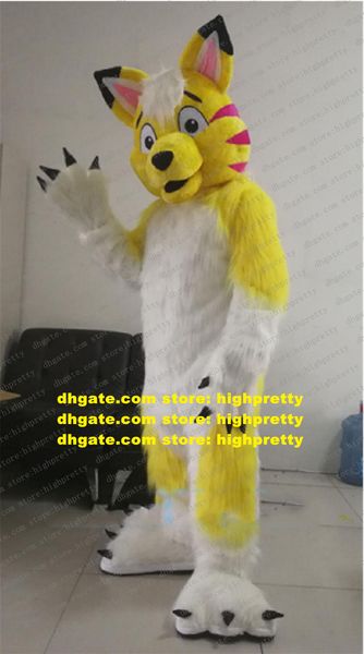 Amarillo largo pelaje peludo zorro disfraz de mascota lobo husky husky peluca de dibujos animados para adultos parque de belleza parque temático ZZ7655
