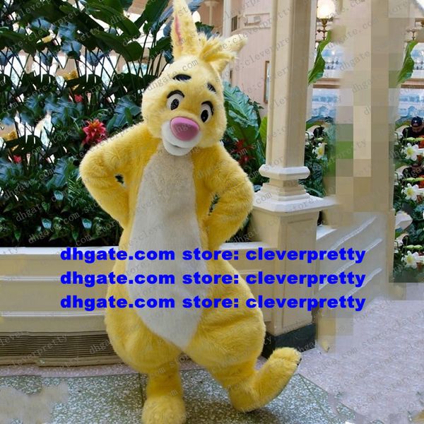 Disfraz de mascota de piel larga amarilla Conejito de Pascua Osterhase Conejo Liebre Personaje de dibujos animados Campaña popular Negocio abierto zx2320