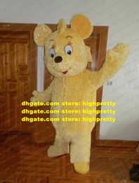 Disfraz de Mascota de oso de peluche de pelo largo amarillo, personaje de dibujos animados para adultos, parque de atracciones, película de animación, defensa comercial zz4757