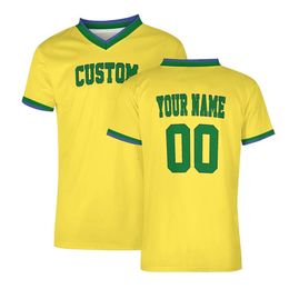 Maillot de football pour hommes jaunes T-shirts de football personnalisés Mesh Sportwear Team Game Plus Size Vêtements Cool Séchage rapide Vêtements d'entraînement 240325