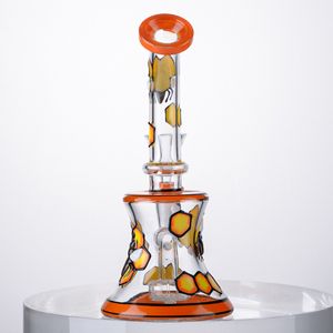 Narguilés jaunes de style mini-abeille Heady Glass Oil Dab Rigs Uniqe Bongs Pommeau de douche Perc Percolator Eye Handcraft Water Bongs Joint de 14 mm avec bol