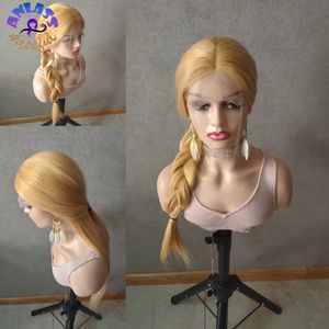 Geel Gemengd 613 Blonde Kant Front Pruik Gratis deel 13x3 Rechte synthetische pruiken Kanekalon hittebestendig haar