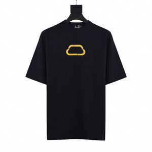 Camiseta amarilla de gran tamaño con logo de bloqueo, camiseta estampada, camisetas de diseñador para hombre, camiseta de verano de la marca París, camiseta para mujer, camisetas de alta calidad BB8527