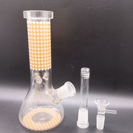 Modèle jaune Mini 8 pouces verre eau Bong bécher narguilé lumineux fumer tuyaux pour femme 18mm Joint