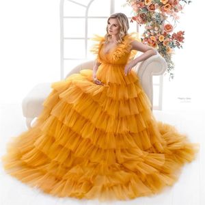 Robes de bal jaunes pour mariée princesse chemises de nuit pour photoshoot dames fête robes de célébrités vestido de novia