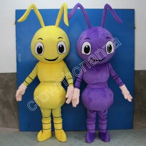 Costume de mascotte de fourmi jaune / violet Marche Halloween Costume Costume d'événement costume robe de fête