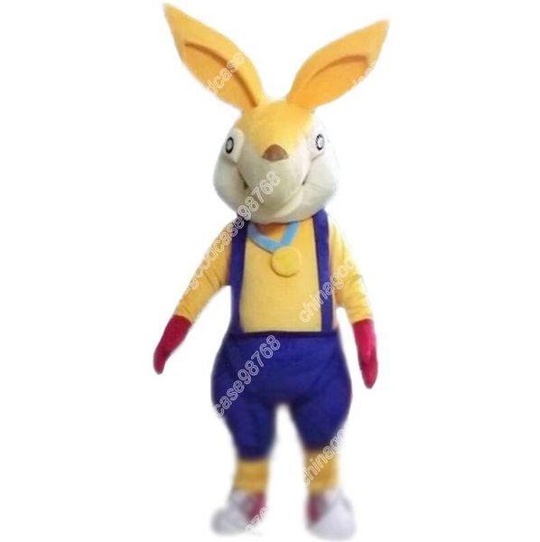 Costume de mascotte lapin jaune Costume dessin animé Fursuit tenues fête habiller activité marche Animal vêtements Halloween