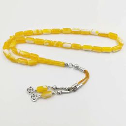 Resin jaune tasbih musulman 33 Perles de prière faits à la main bracelet islamique cadeaux de bijoux de mode arabe accessoires 240408