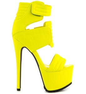 Gele sandalen dames schoen hoge hakken suède platform zomer dames schoenen pompen nieuw ontwerp meisjes schoen bind riem gespen ondiepe mout9761143