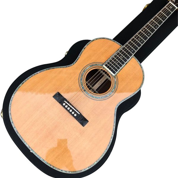 Diapasón de ébano con incrustaciones de abulón de guitarra acústica modelo G-OM42 de abeto macizo amarillo