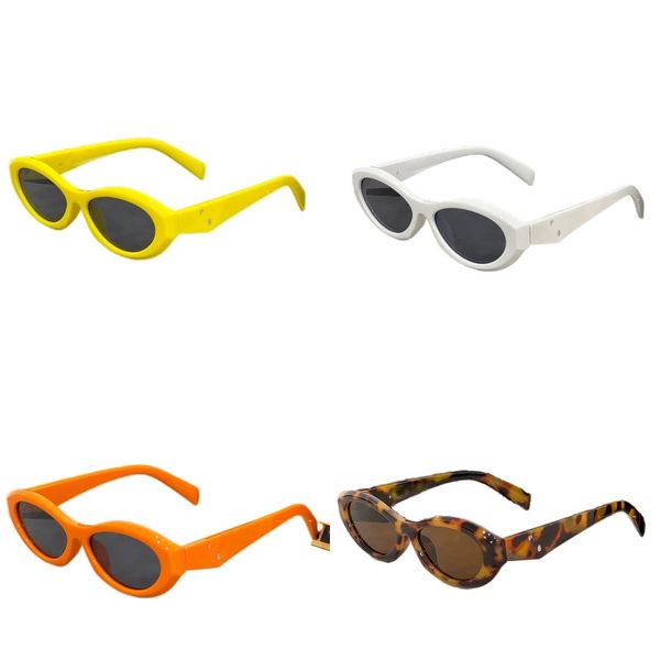 Lunettes de soleil jaunes pour femmes, haute apparence, lentilles ellipses, jambes miroir, lettres plaquées argent, motif léopard, lunettes à monture complète, chaudes et exquises hj073 C4