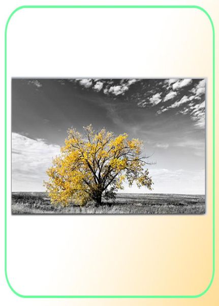 Tree Yellow Home Decor Painting Imprimé sur toile Mur d'art Images pour le salon Affiches du paysage et imprimés modernes Cuadros4498753