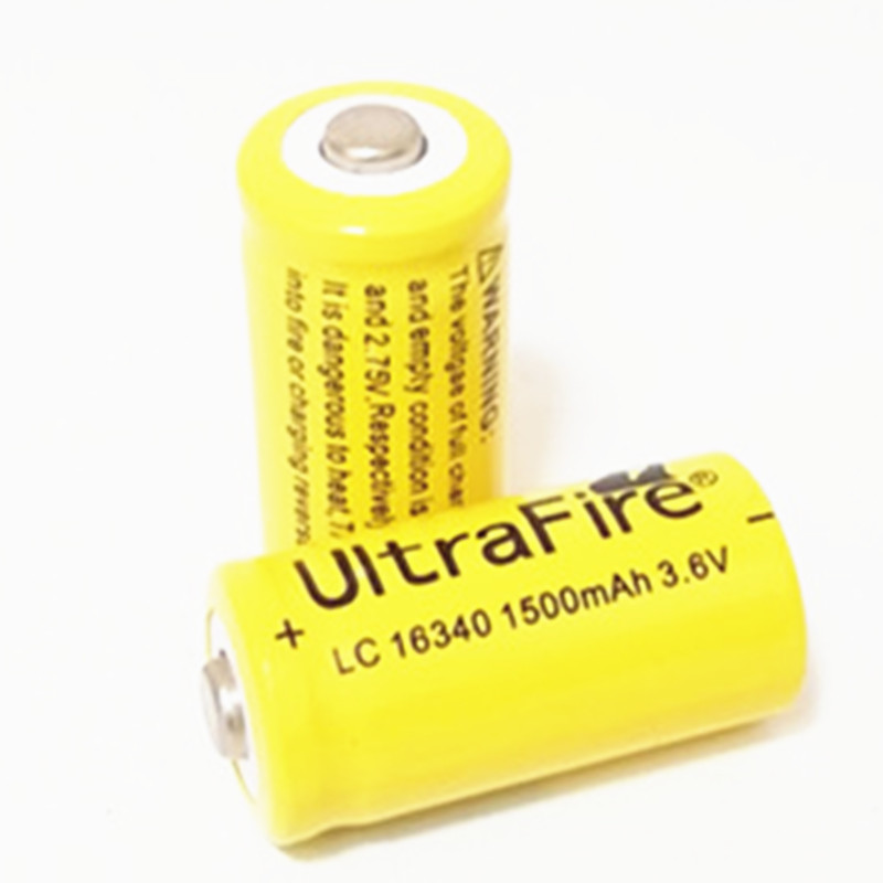 16340 1500mAh Batería de litio 3.7V Recargable Lápiz láser Vista Batería de línea externa roja y verde 4.2V