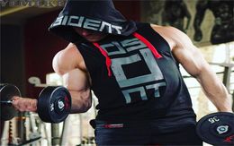 Yemeke katoenen tanktops hoodie fitness heren bodybuilding workout tee maat fit spier mannelijk actieve kleding rood zwart wit2224002