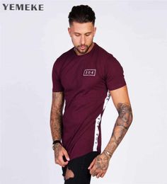 Yemeke Heren Sportscholen Fitness Gedrukte T-shirt Mode Bodybuilding Slanke Shirts Oneck Korte Mouwen Katoenen T-shirt Mannen Q1905187418223