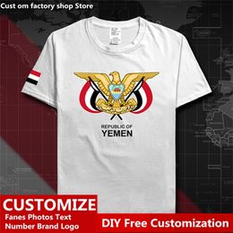 Camiseta con bandera de país de Yemen, camiseta personalizada DIY para fanáticos, camisetas de algodón de marca con número de nombre, camiseta deportiva informal holgada para hombres y mujeres 220616