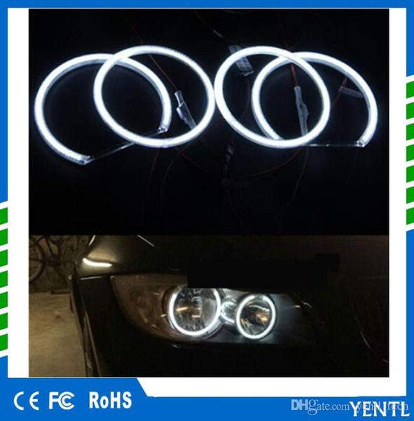 Envío gratis Yentl 4 piezas / lote Led Angel Eyes anillos Blancos claros Fit para E36 E38 E39 E46 3 5 Serie 7 Estileo de automóvil LED blanco cálido 6677991