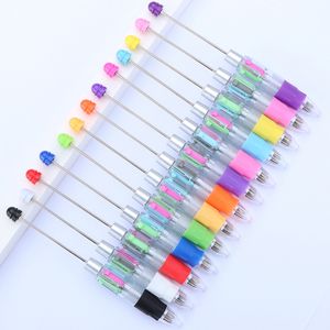 Ja Nieuwigheid Vet DIY Cartoon Kawaii Papeleria 4 kernen Navulling Beadable Balpen Blank Rod Add Focal Beads Transparant 4 kleuren Beaded Ballpoint Girly Beadable Pennen