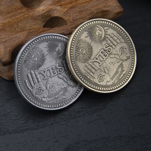 Sí o No, copia de moneda, predicción conmemorativa, desafío para tomar decisiones, artesanía de calavera Vintage, recuerdo de viaje, colección de arte, regalo de Metal