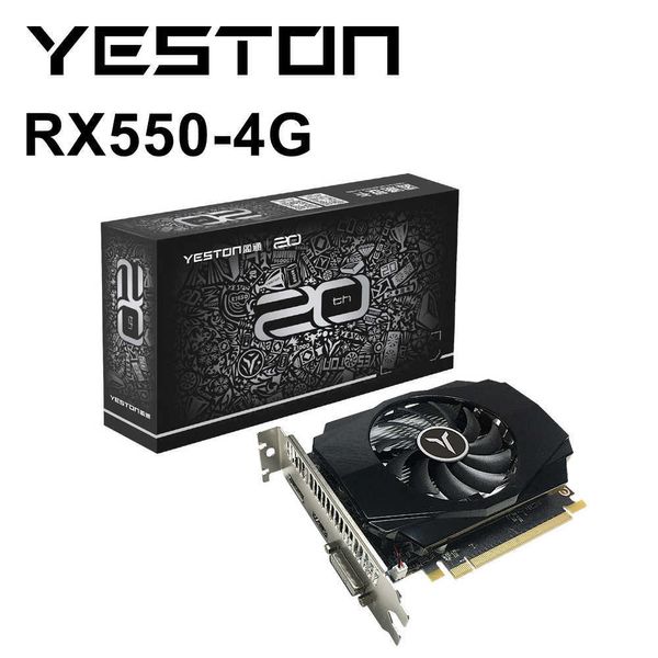 YESTON New RX550-4G D5 TH Radeon RX 550 Tarjeta gráfica 4G 128bit Ventilador único Tarjeta de video AMD GDDR5 DVI-D HDMI Computadora de escritorio GPU