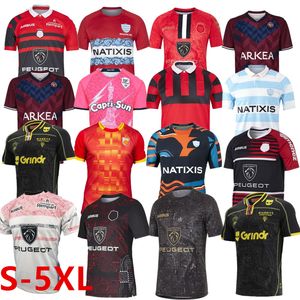 Yew4 Rugby Jerseys Top Biarritz Racing 92 Rugby Jersey Maillot Stade Francais Paris Union Toulouser Bordeaux Begles à la maison Perpignan Ernest Wallon Wallon Wallon What Up Shirt S