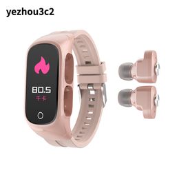 Yezhou2 Bluetooth slimme polsbandarmband met oordopjes 2-in-1 N8 hartslag bloed zuurstof gezondheid monitoring bluetooth bellende informatie prompt sport