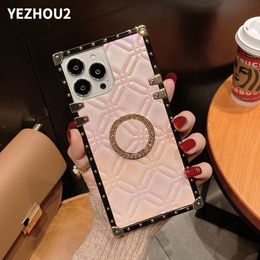YEZHOU2 étui de téléphone design pour iphone apple 11 12 13pro max 14 plus style classique diamant couleur changeante carré diamant support coque de protection