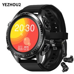 Yezhou2 JM03 Sports Smart Watch en AirPods 2 In 1 TWS Smart Watches Ear buoeds met Bluetooth -headset bloeddruk bloed zuurstofgezondheid