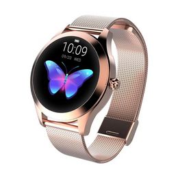YEZHOU2 Kw10c, reloj inteligente android, pulsera de pantalla redonda para mujer, recordatorio de monitoreo multideportivo, pulsera Bluetooth para ios