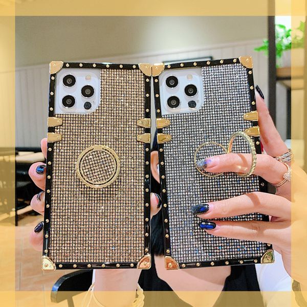 YEZHOU2 Coque pour Samsung Galaxy S22 Ultra S10 Poudre Chatoyante de Luxe Paillettes Carré Tout Compris avec Support Note20 Housse de Protection