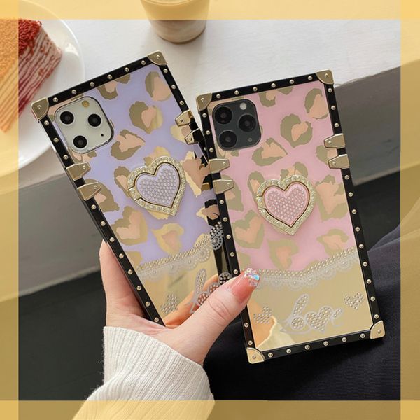 Yezhou3 Case de téléphone pour Samsung S20 21 22 Ultra Note10 20 Pro Luxury Diamond Love Bracket Square All-inclusive Nouvelle couverture de protection tout compris