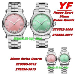 YF Factory Watches Happy Sport 36 mm 278582-3011 30 mm 278590-3013 Zwitsers quartz dameshorloge groene wijzerplaat roestvrijstalen armband dameshorloges