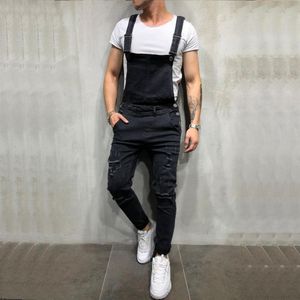 Yfashion Men Distressed denim broek heren timmerman overalls Bib jumpsuits Moto Biker Jean Pants Jeans Homme Fashion Streetwear295p