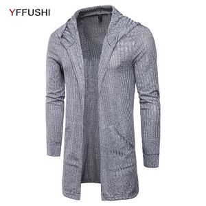 Yffushi mannen hooded vestigans lente herfst mode merk lange mouw gebreide vest heren sweaters slim fit mannen kleding L18100803