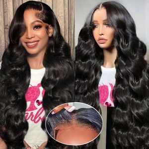 YFOXI Wear and Go Perruque de cheveux humains ondulés pré-coupés avec fermeture HD 12,7 x 12,7 cm, 61 cm, pour femmes noires, densité 180 %, sans colle