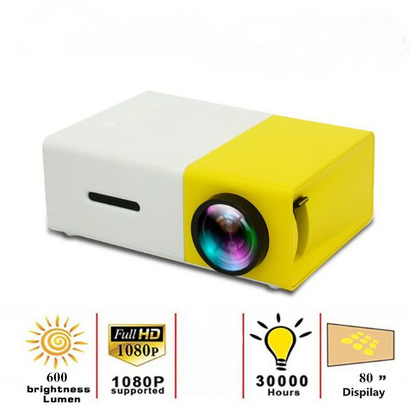 YG300 LED Mini Projecteur 480x272 Pixels Prend en charge 1080P HD USB Audio Portable Home Media Video Player